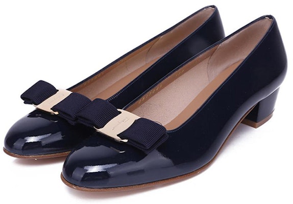 (Women) FERRAGAMO Low-Heel Bow Pump 'Deep Navy' 017468-531284 Lookbook (Women) FERRAGAMO Low-Heel Bow Pump 'Deep Navy' 017468-531284