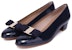 (W) FERRAGAMO Kasut Tumit Rendah Berhias 'Navy Gelap' 017468-531284