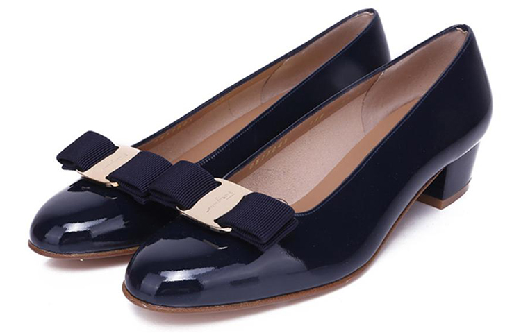Lookbook (W) FERRAGAMO Escarpins Bas à Nœud ''Bleu Marine Foncé'' 017468-531284