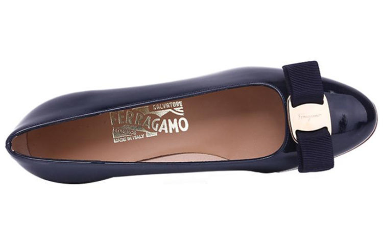 Purchase (W) FERRAGAMO Escarpins Bas à Nœud ''Bleu Marine Foncé'' 017468-531284