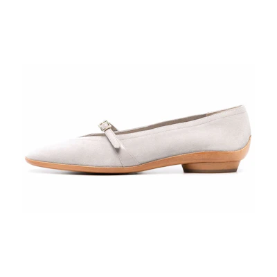 (W) FERRAGAMO Low-Profile Sneakers 'Grey Suede Contrast Panel'