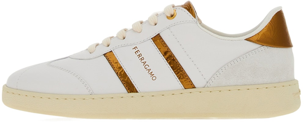 (W) フェラガモ白レザースニーカー (Ferragamo White Leather Sneaker) 030472-766325 Buy (W) フェラガモ白レザースニーカー (Ferragamo White Leather Sneaker) 030472-766325
