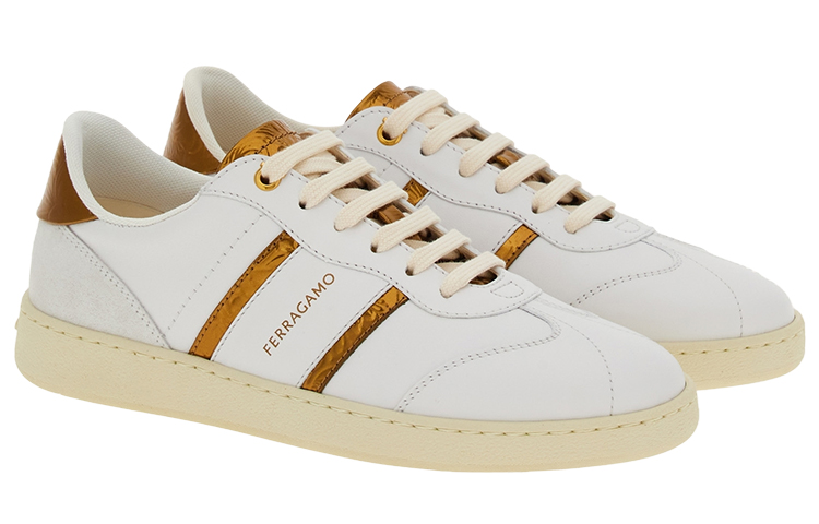 Order (W) フェラガモ白レザースニーカー (Ferragamo White Leather Sneaker) 030472-766325
