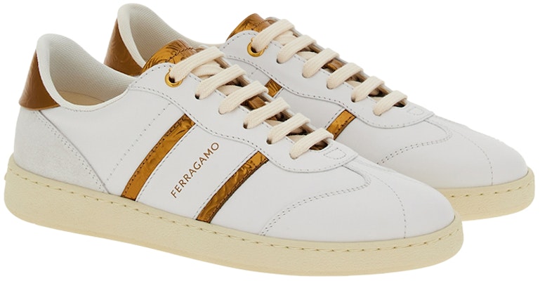 (W) フェラガモ白レザースニーカー (Ferragamo White Leather Sneaker) 030472-766325 Order (W) フェラガモ白レザースニーカー (Ferragamo White Leather Sneaker) 030472-766325