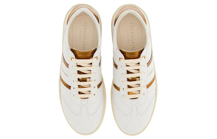 Lookbook (W) フェラガモ白レザースニーカー (Ferragamo White Leather Sneaker) 030472-766325