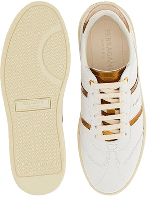 (W) フェラガモ白レザースニーカー (Ferragamo White Leather Sneaker) 030472-766325 Shop (W) フェラガモ白レザースニーカー (Ferragamo White Leather Sneaker) 030472-766325