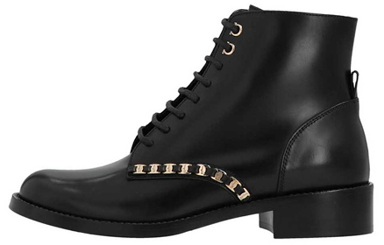 (W) FERRAGAMO Minivala 'Black Chain Lace-Up Ankle Boot'