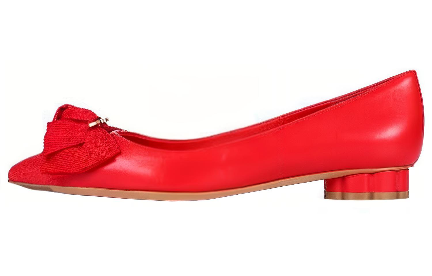 (W) FERRAGAMO Napa Bow Ballet Flat 'Red'