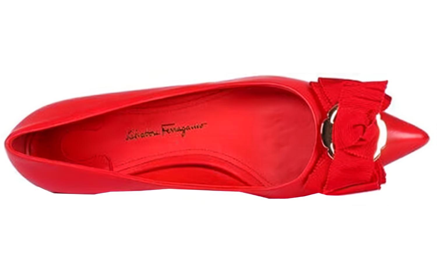 (W) FERRAGAMO Napa Bow Ballet Flat 'Red' 圖 2
