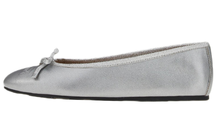 (W) FERRAGAMO Nappa Ballet Flat 'Silver'