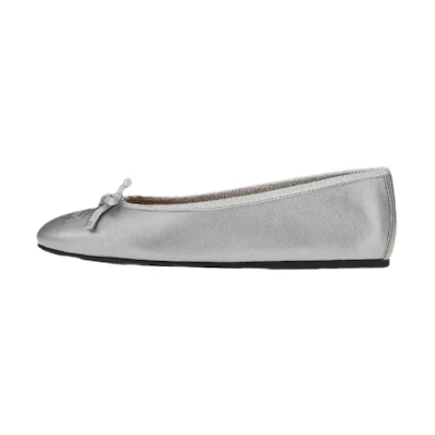 (W) FERRAGAMO Nappa Ballet Flat 'Silver'