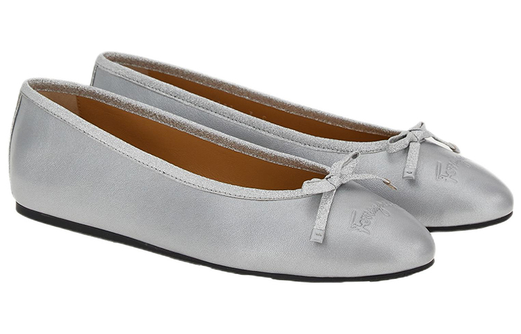 (W) FERRAGAMO Nappa Ballet Flat 'Silver' 圖 2
