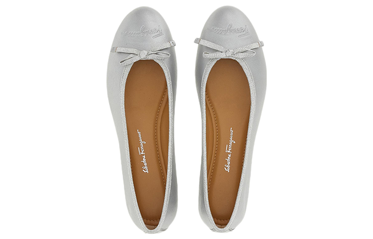 (W) FERRAGAMO Nappa Ballet Flat 'Silver' 圖 3