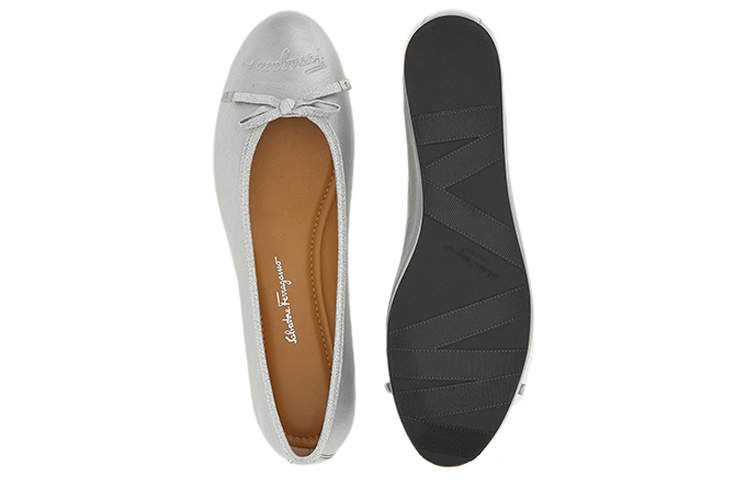 (W) FERRAGAMO Nappa Ballet Flat 'Silver' 圖 5
