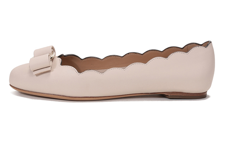 (W) FERRAGAMO Nappa Bow Ballet Flats 'Bone'