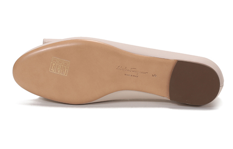 (W) FERRAGAMO Nappa Bow Ballet Flats 'Bone' 圖 6