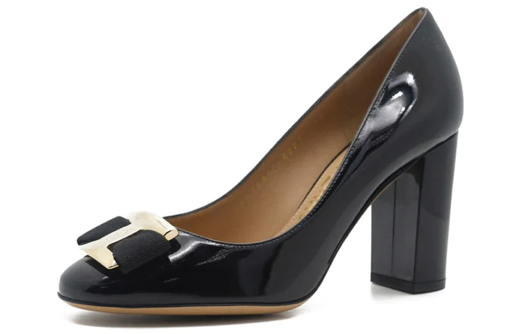 (Women) FERRAGAMO Ninna 8 cm 'Black Patent Leather' 0585124