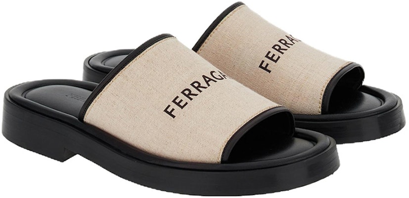 (Women) FERRAGAMO Open-Toe Slide Sandals 'Beige Black' 01F954-763715 Order (Women) FERRAGAMO Open-Toe Slide Sandals 'Beige Black' 01F954-763715