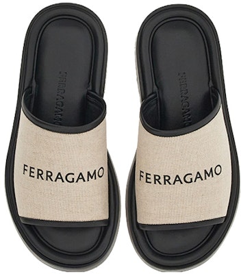 (Women) FERRAGAMO Open-Toe Slide Sandals 'Beige Black' 01F954-763715 Lookbook (Women) FERRAGAMO Open-Toe Slide Sandals 'Beige Black' 01F954-763715