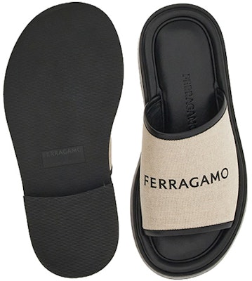 (Women) FERRAGAMO Open-Toe Slide Sandals 'Beige Black' 01F954-763715 Purchase (Women) FERRAGAMO Open-Toe Slide Sandals 'Beige Black' 01F954-763715