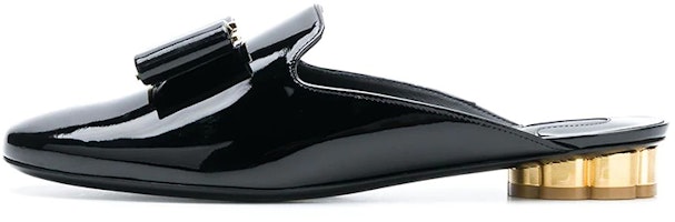 (Women) FERRAGAMO Patent Fashion Low-Heel Sandal 'Black' 695097 (Women) FERRAGAMO Patent Fashion Low-Heel Sandal 'Black' 695097
