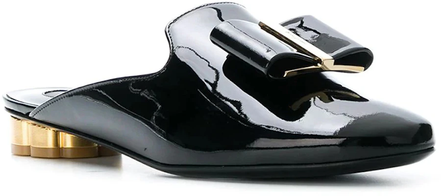 (W) FERRAGAMO Lackleder Mode Sandalette mit niedrigem Absatz ''Schwarz'' 695097 Order (W) FERRAGAMO Lackleder Mode Sandalette mit niedrigem Absatz ''Schwarz'' 695097