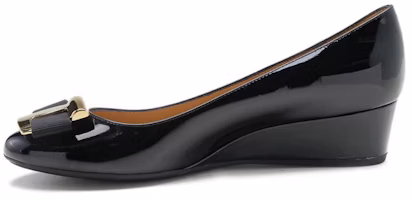 (Women) FERRAGAMO Patent Leather High Heels 'Black' 'Bow Tie Wedge' 01H224-592353 (Women) FERRAGAMO Patent Leather High Heels 'Black' 'Bow Tie Wedge' 01H224-592353