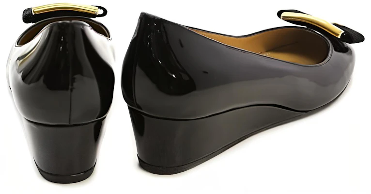 (Women) FERRAGAMO Patent Leather High Heels 'Black' 'Bow Tie Wedge' 01H224-592353 Shop (Women) FERRAGAMO Patent Leather High Heels 'Black' 'Bow Tie Wedge' 01H224-592353