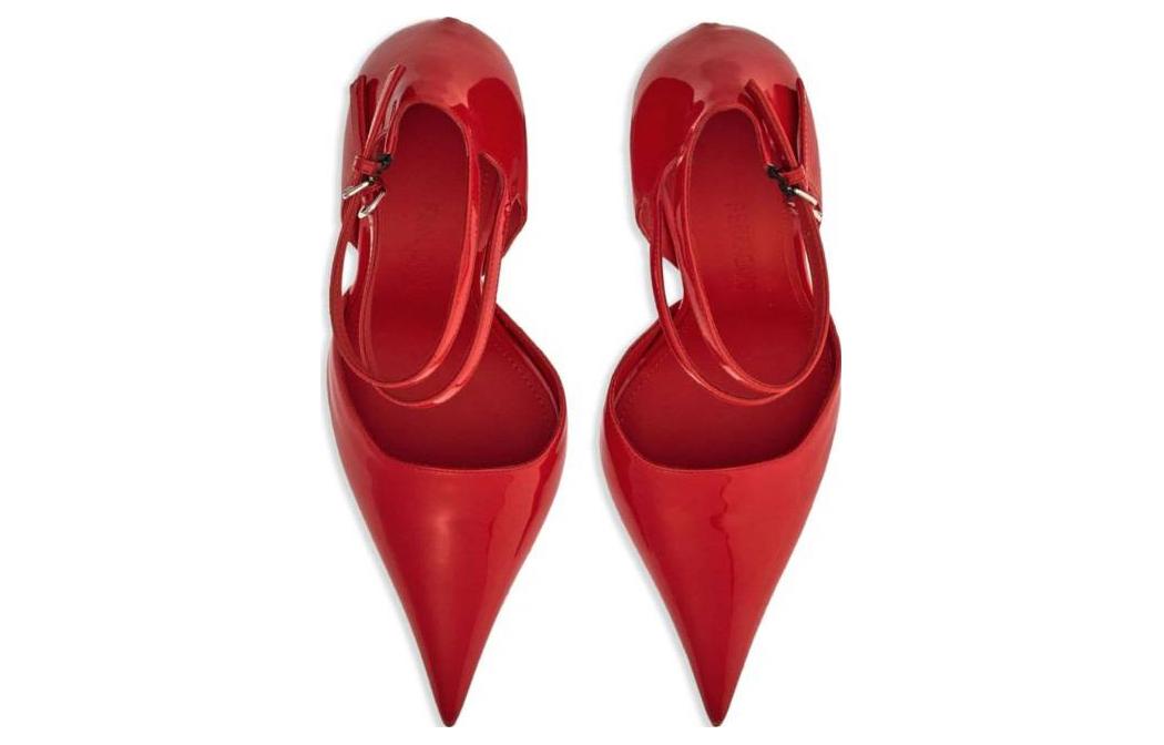 (W) FERRAGAMO Patent Leather Pointed-Toe Buckle Pumps 'Flame Red' 圖 3
