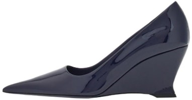 (Women) FERRAGAMO Patent Leather Pointed Toe Kitten Heels 'Blue Gradient' 01G525-767928 (Women) FERRAGAMO Patent Leather Pointed Toe Kitten Heels 'Blue Gradient' 01G525-767928