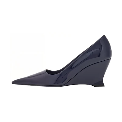 (W) FERRAGAMO Patent Leather Pointed Toe Kitten Heels 'Blue Gradient'