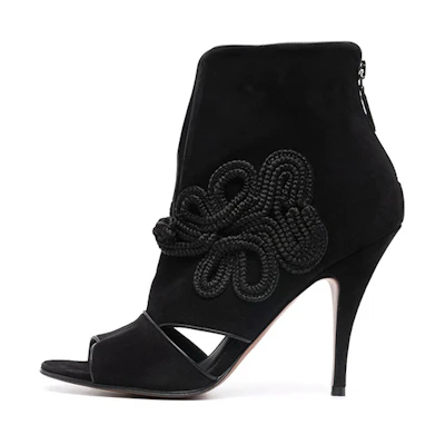 (W) FERRAGAMO Peep-Toe Ankle Boots 'Black'