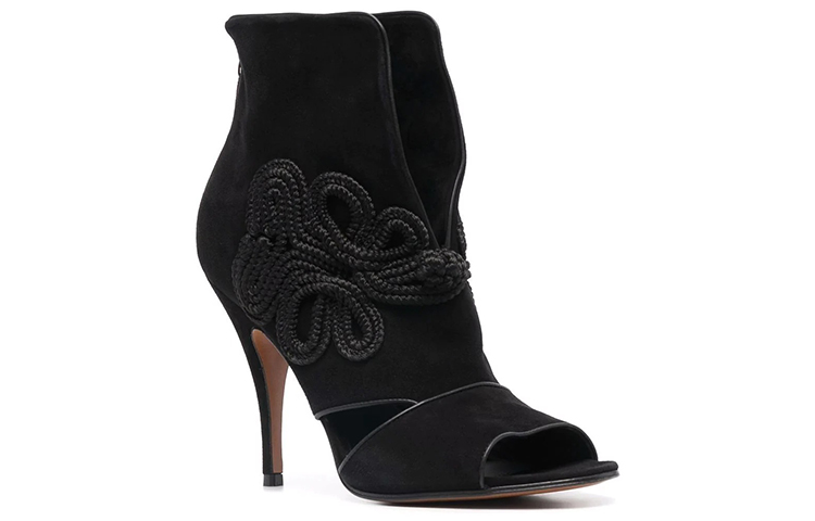 (W) FERRAGAMO Peep-Toe Ankle Boots 'Black' 圖 2