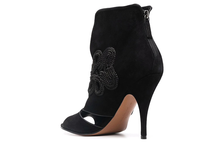 (W) FERRAGAMO Peep-Toe Ankle Boots 'Black' 圖 3