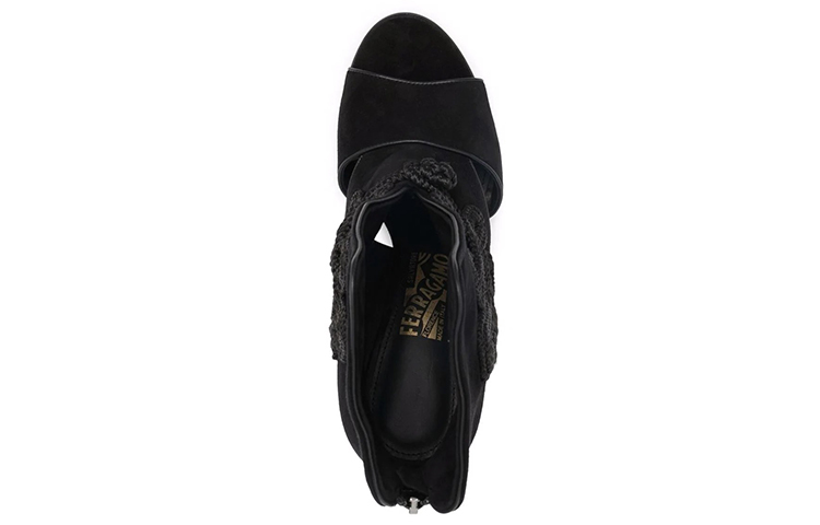 (W) FERRAGAMO Peep-Toe Ankle Boots 'Black' 圖 4