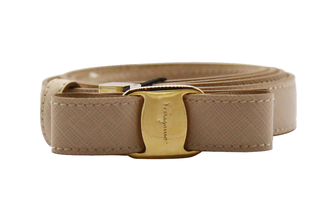 (Women) Ferragamo Pink Leather Belt 2CM Smooth Buckle Fashion Accessory 23A481-584237