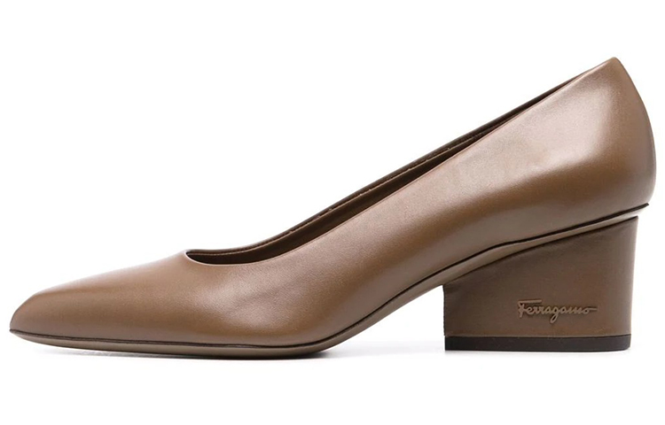 (Women) FERRAGAMO Pointed-Toe Chunky Heel 'Brown' 01B737-745243