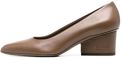 (Women) FERRAGAMO Pointed-Toe Chunky Heel 'Brown' 01B737-745243 (Women) FERRAGAMO Pointed-Toe Chunky Heel 'Brown' 01B737-745243