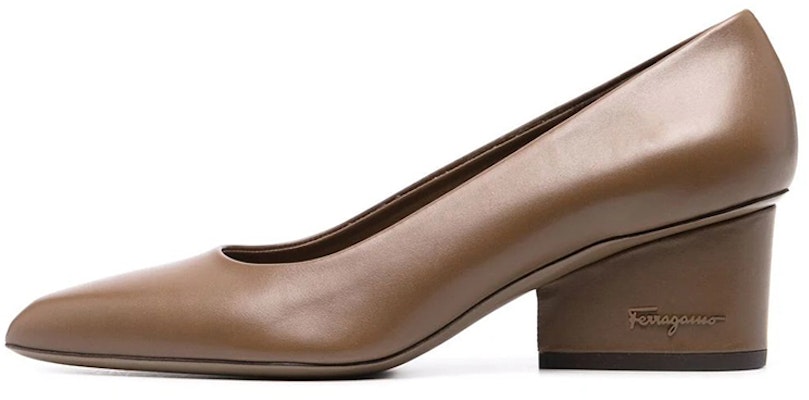 (Women) FERRAGAMO Pointed-Toe Chunky Heel 'Brown' 01B737-745243 Buy (Women) FERRAGAMO Pointed-Toe Chunky Heel 'Brown' 01B737-745243
