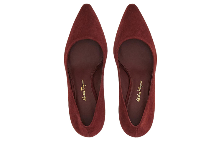 (W) FERRAGAMO Pointed-Toe Slip-On High Heels 'Red Velvet' 圖 3