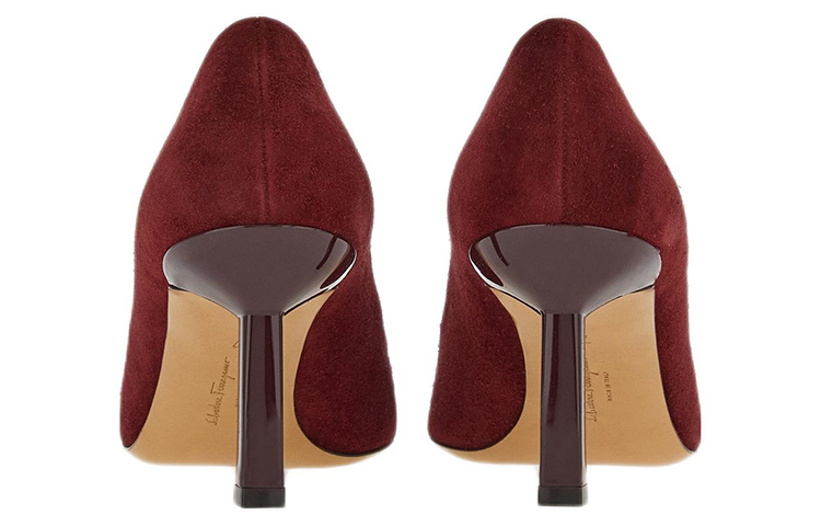(W) FERRAGAMO Pointed-Toe Slip-On High Heels 'Red Velvet' 圖 4