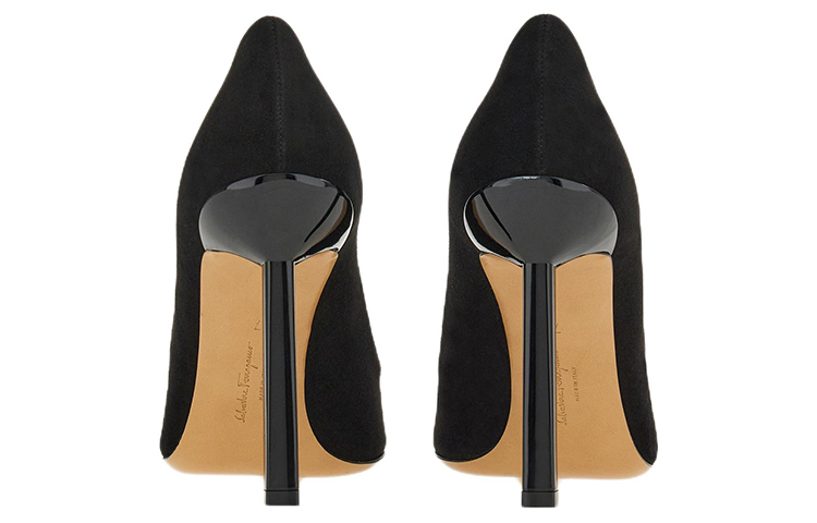 Shop (W) 페라가모 블랙 가죽 포인티드토 슬립온 하이힐 01E306-758519