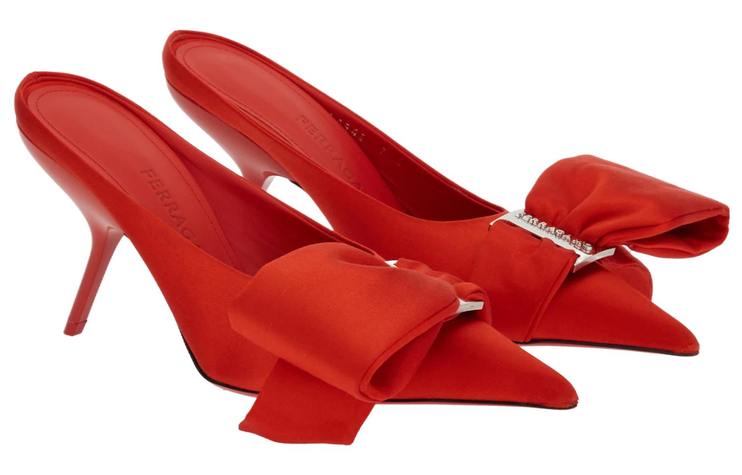 (W) FERRAGAMO Pointed Toe Slip-On Mules 'Red' 圖 2