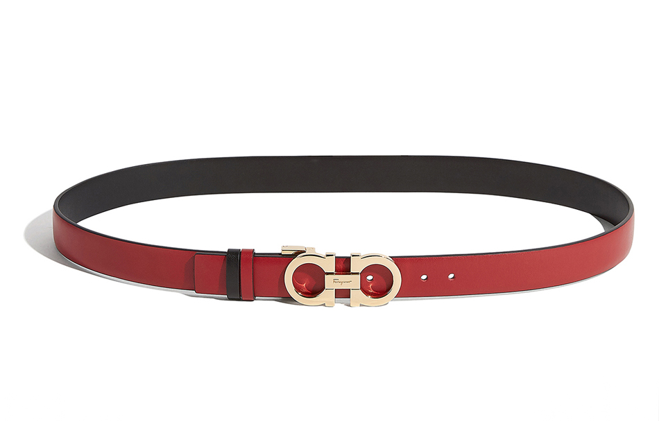 (Women) FERRAGAMO Red Leather Belt with Buckle, 2.5cm Wide 23A565-0564327 圖 2