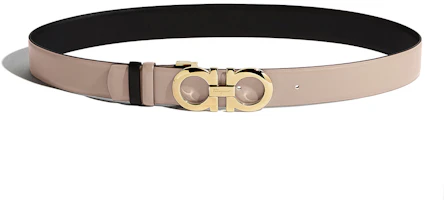 (Women) FERRAGAMO Reversible Beige Leather Buckle Belt for Women, 3.5cm Wide 23A564-0593873 (Women) FERRAGAMO Reversible Beige Leather Buckle Belt for Women, 3.5cm Wide 23A564-0593873