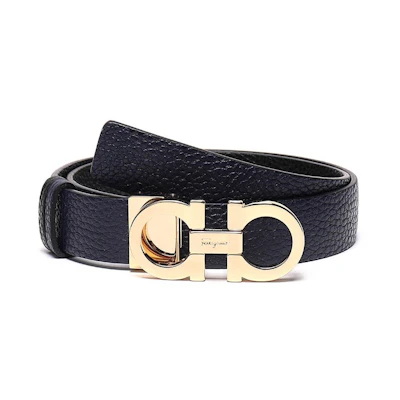 (Women) Ferragamo Reversible Leather Belt, Dark Blue/Black, 2.5cm 23A565-0673955