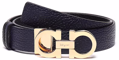 Order (W) Ikat Pinggang Kulit Bolak-Balik Ferragamo, Biru Tua/Hitam, 2.5cm 23A565-0673955