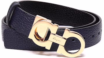 Shop (W) Ikat Pinggang Kulit Bolak-Balik Ferragamo, Biru Tua/Hitam, 2.5cm 23A565-0673955