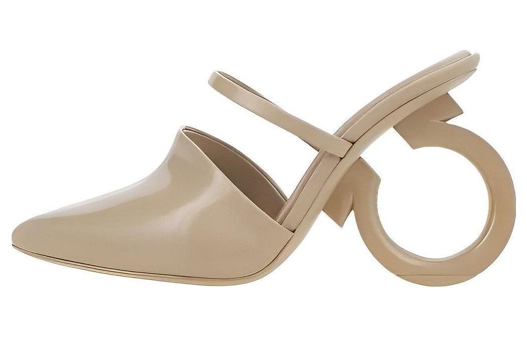 (W) FERRAGAMO Salvatore 'Brown Square Toe CMFT Mule'