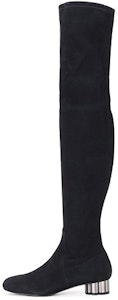 FERRAGAMO菲拉格慕 Brindisi系列 絨面皮革過膝 高筒靴 女款 黑色 Buy FERRAGAMO菲拉格慕 Brindisi系列 絨面皮革過膝 高筒靴 女款 黑色